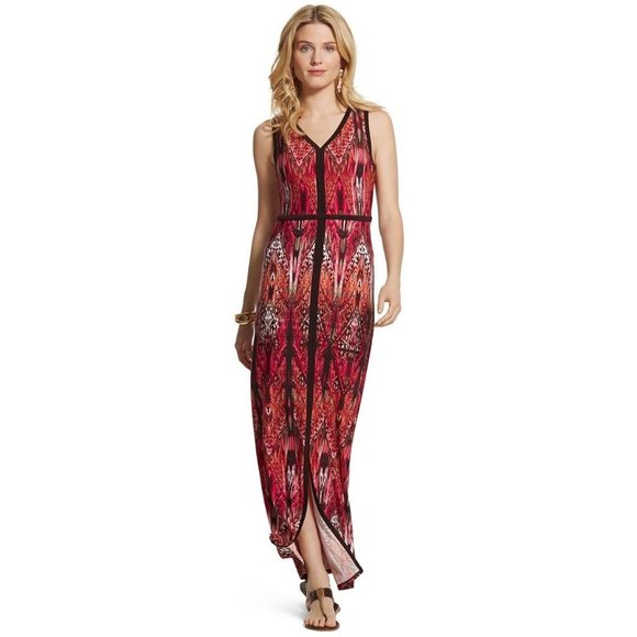 Chico's Dresses & Skirts - Chico's Art Nouveau Butterfly-Print Maxi Dress size 1 Sleeveless 8 V Neck